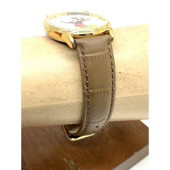 Disney Mickey Mouse Women's Watch 35mm White Dial Quartz Brown Leather Band - Picture 11 of 13